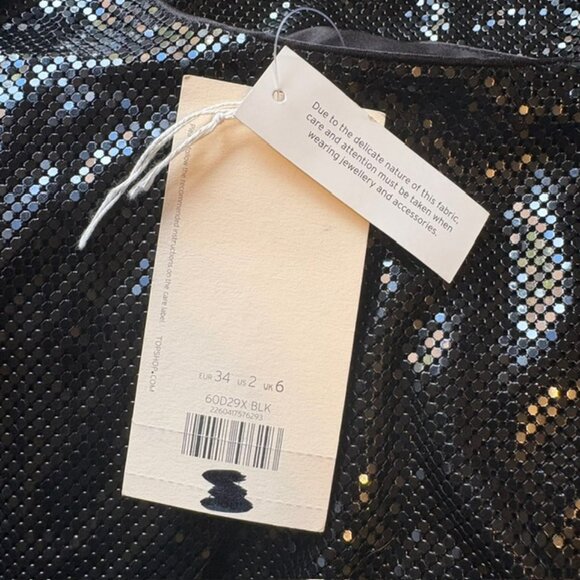 NWT KATE MOSS TOPSHOP BLACK LTD EDITION CHAINMAIL METAL DRESS LINED, SIZE: 2 - Picture 4 of 6
